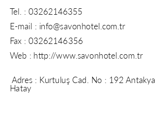 Savon Butik Otel iletiim bilgileri